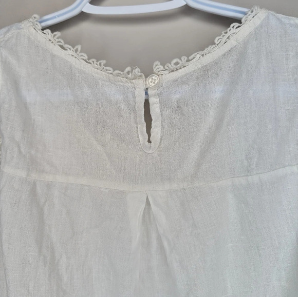 Bellambra Italian 100% Linen White Lace Detail Sleeveless Blouse Women Small - Picture 10 of 11